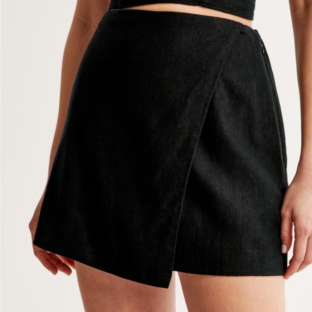 Abercrombie & Fitch XL Black Wrap Mini Skort Linen Blend